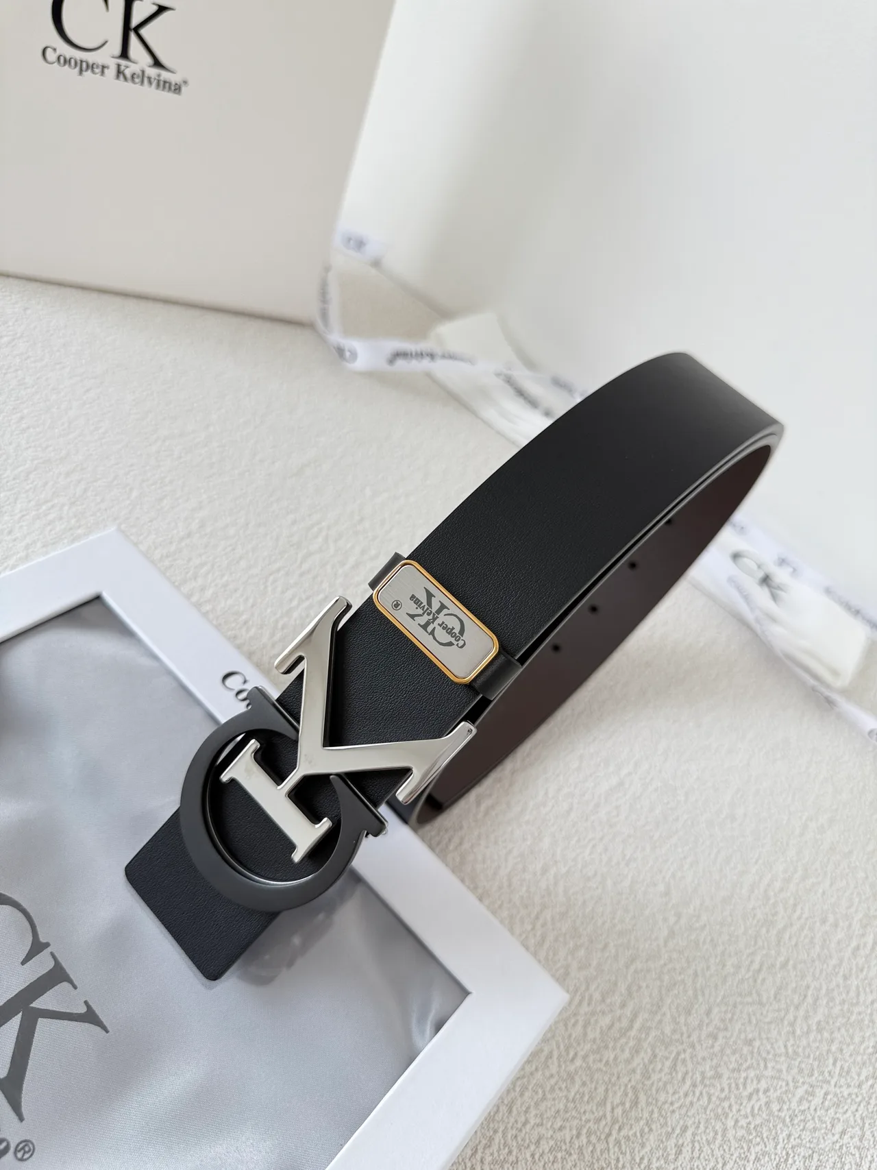 Cooper Kelvina CK Letter Buckle Belt in Black · view 3