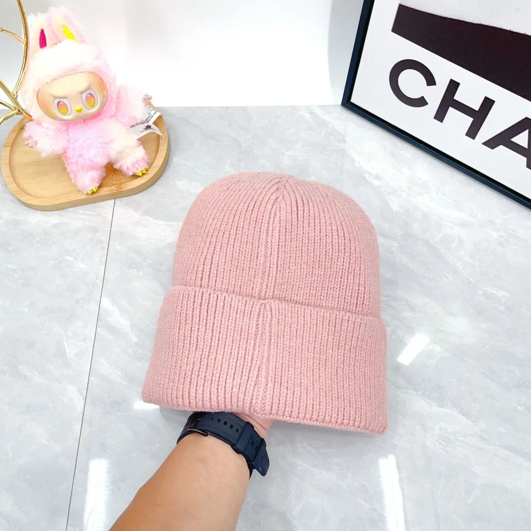 Prada Wool Triangle Logo Knit Beanie in Pink · view 6