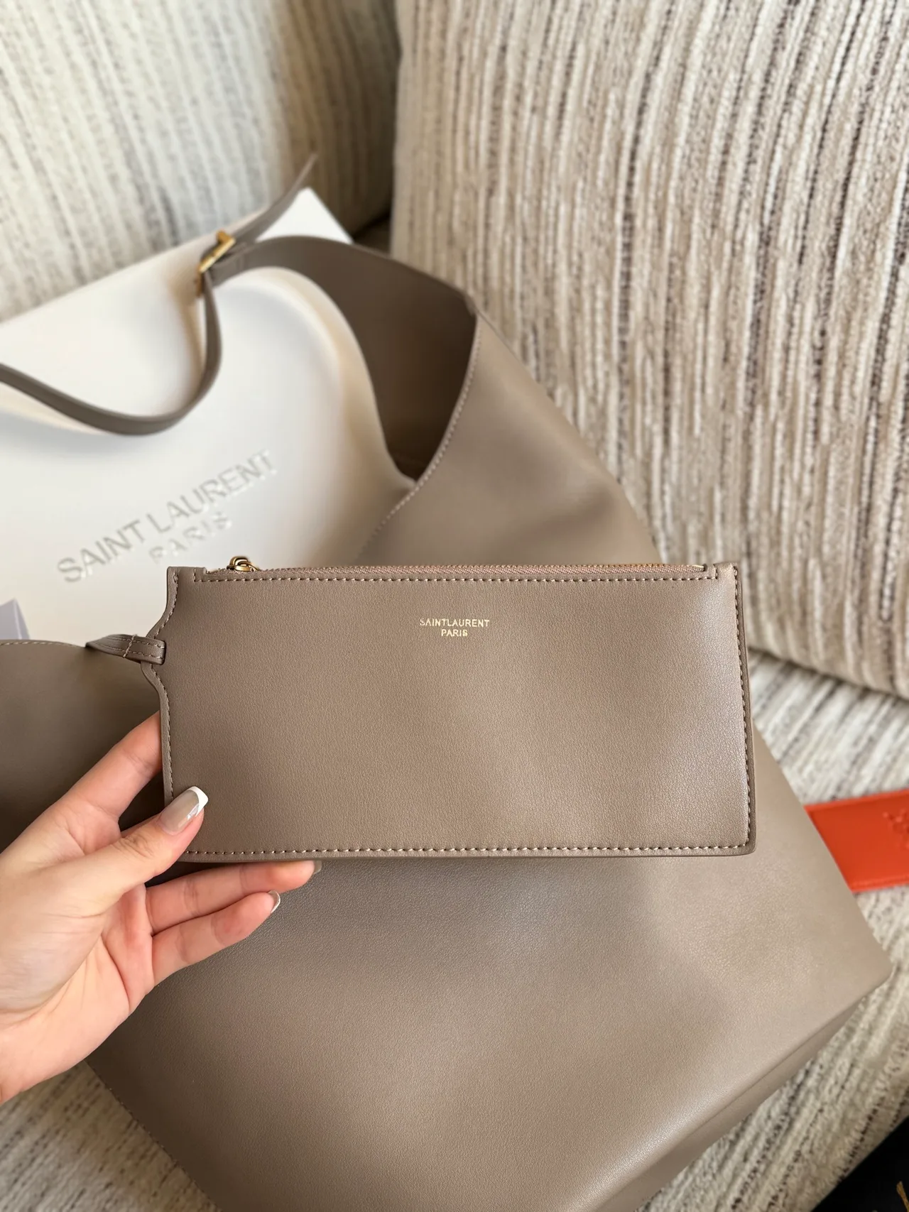 Saint Laurent Smooth Hobo Bag in Grey · view 1