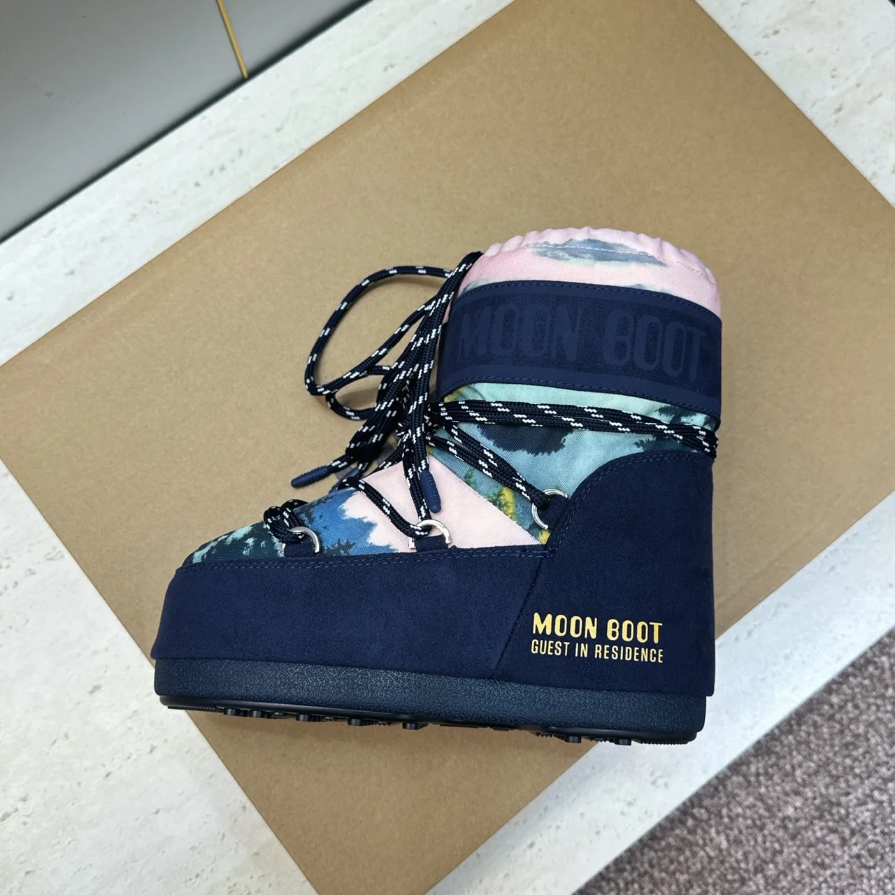 Moon Boot Printed Snow Boots in Blue · view 5