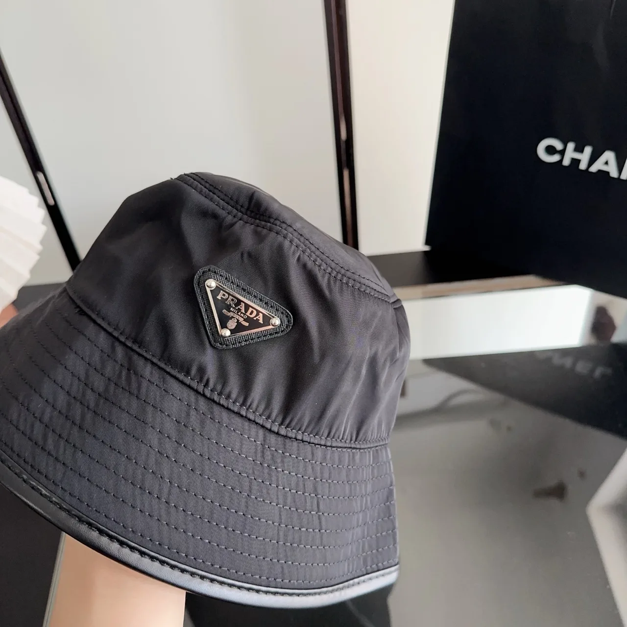 Prada Bucket Hat in Black · view 4