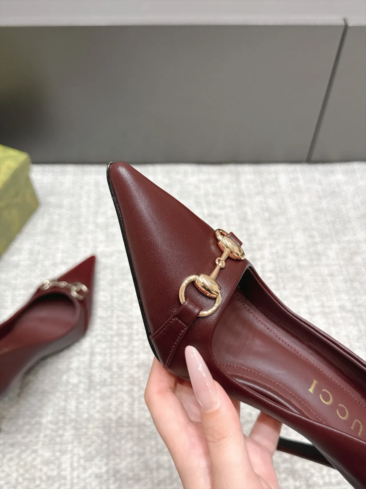 Gucci Sheepskin Horsebit Heel Pumps in Burgundy · view 6