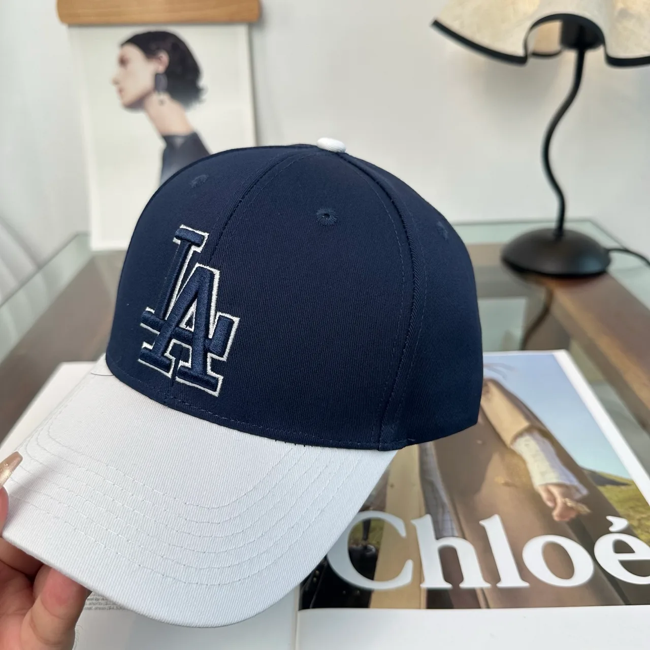 LA Letter Colorblock Baseball Cap in Grey & Brown & Black & Blue · view 8