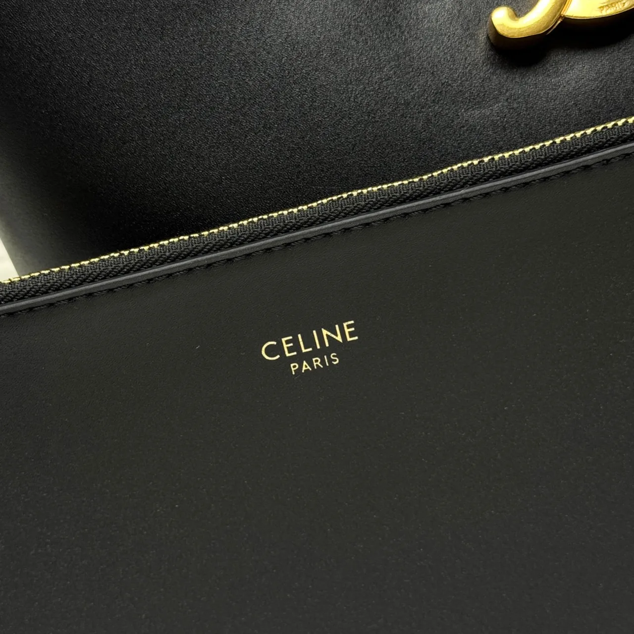 Celine Calfskin Smooth Bucket Bag in Black · view 6