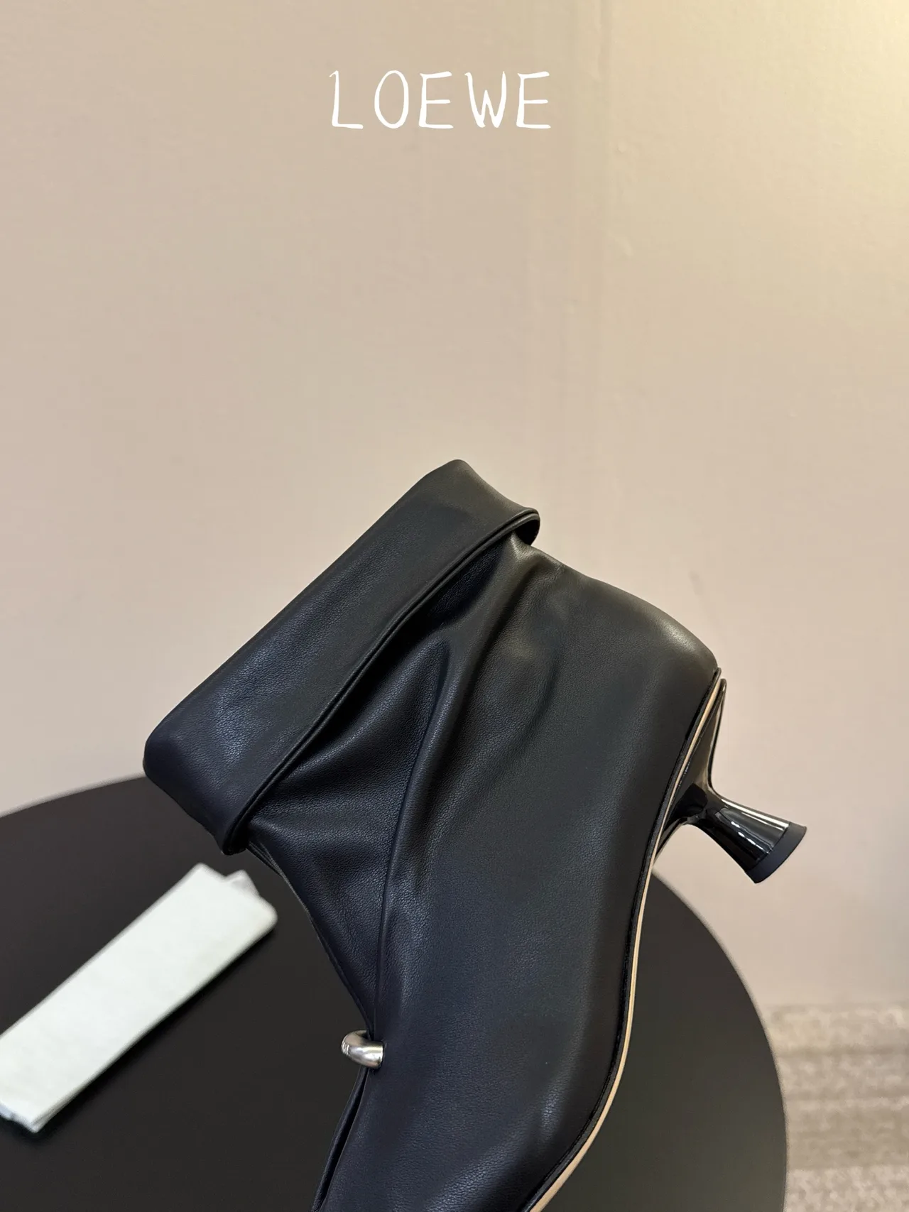 Loewe Cowhide Glossy Square-Toe Round-Toe Ankle Boots in Black · view 8