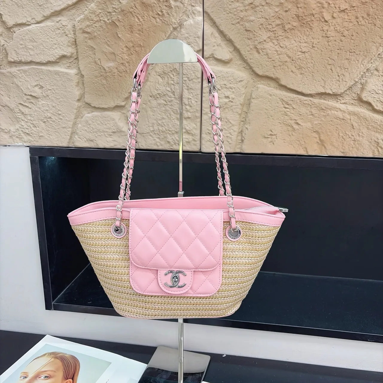 Chanel Woven Chain Tote in Beige · view 3