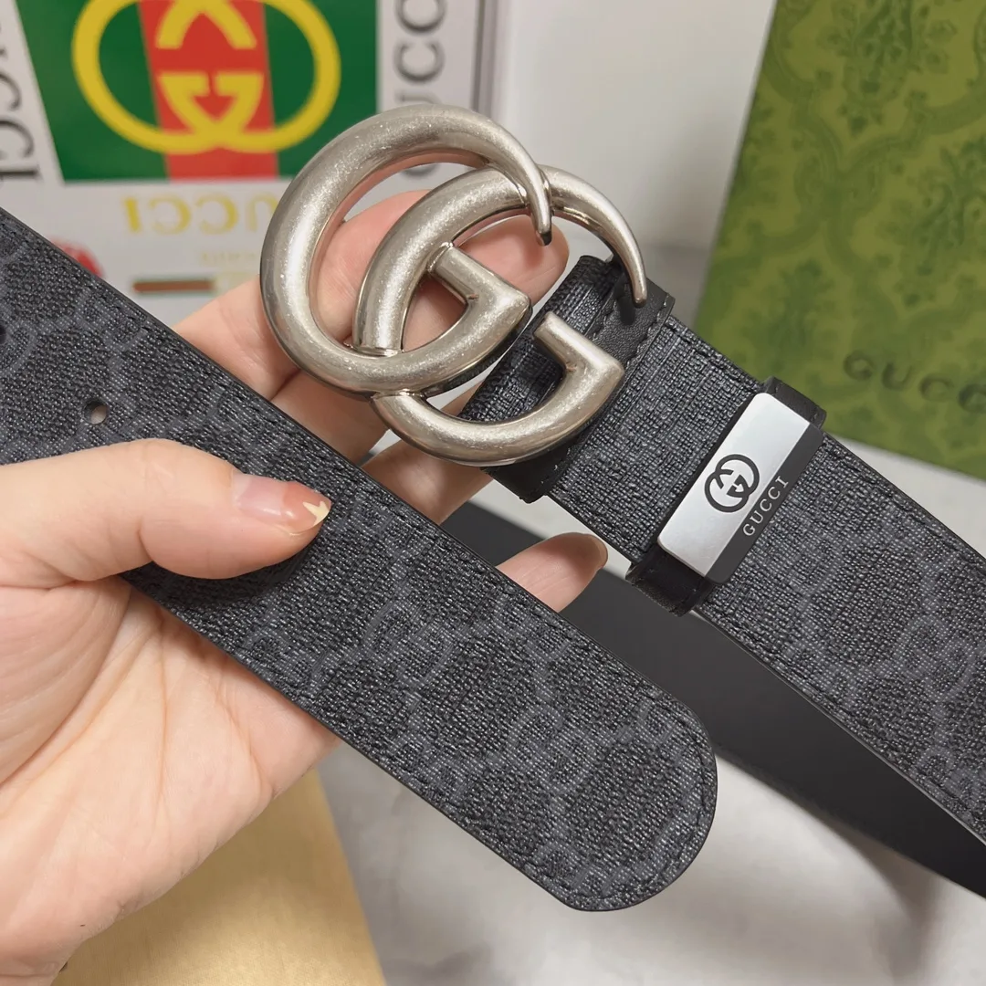 Gucci Cowhide Glossy Belt in Grey · view 3