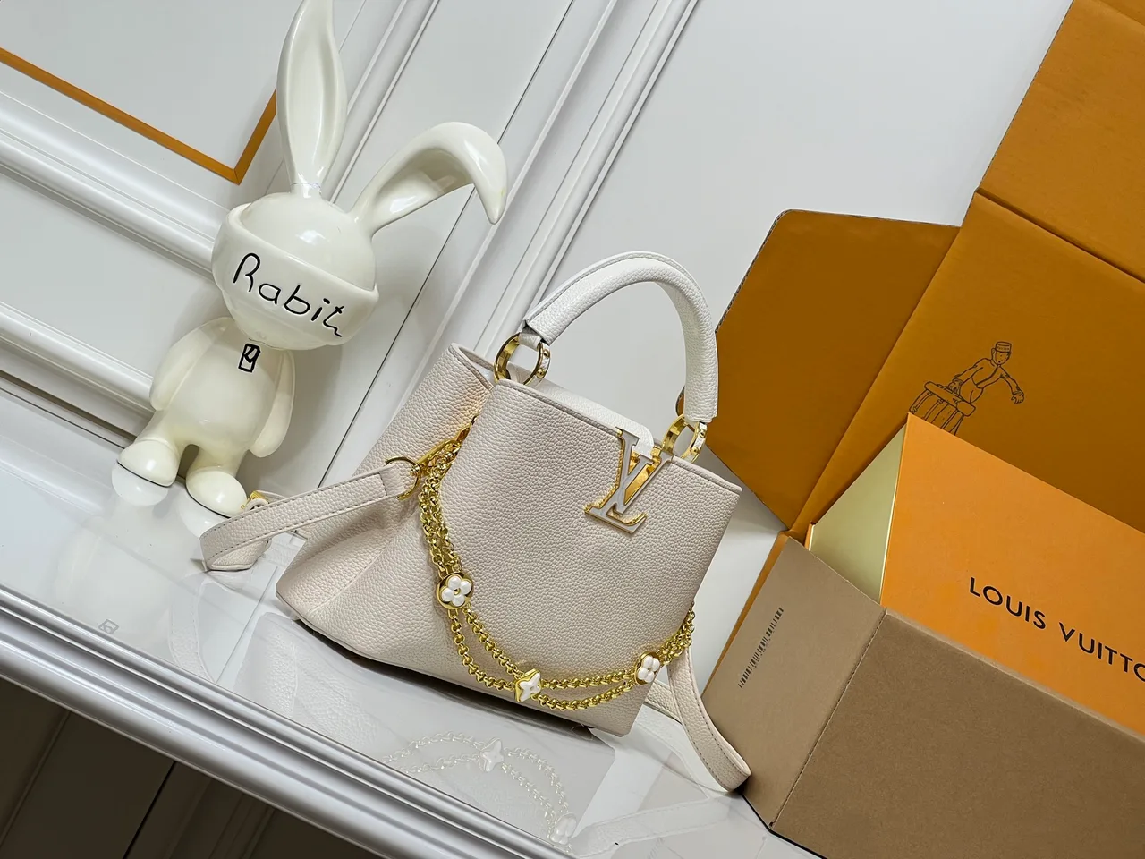 Louis Vuitton Cowhide Smooth Top-Handle Bag in White · view 2
