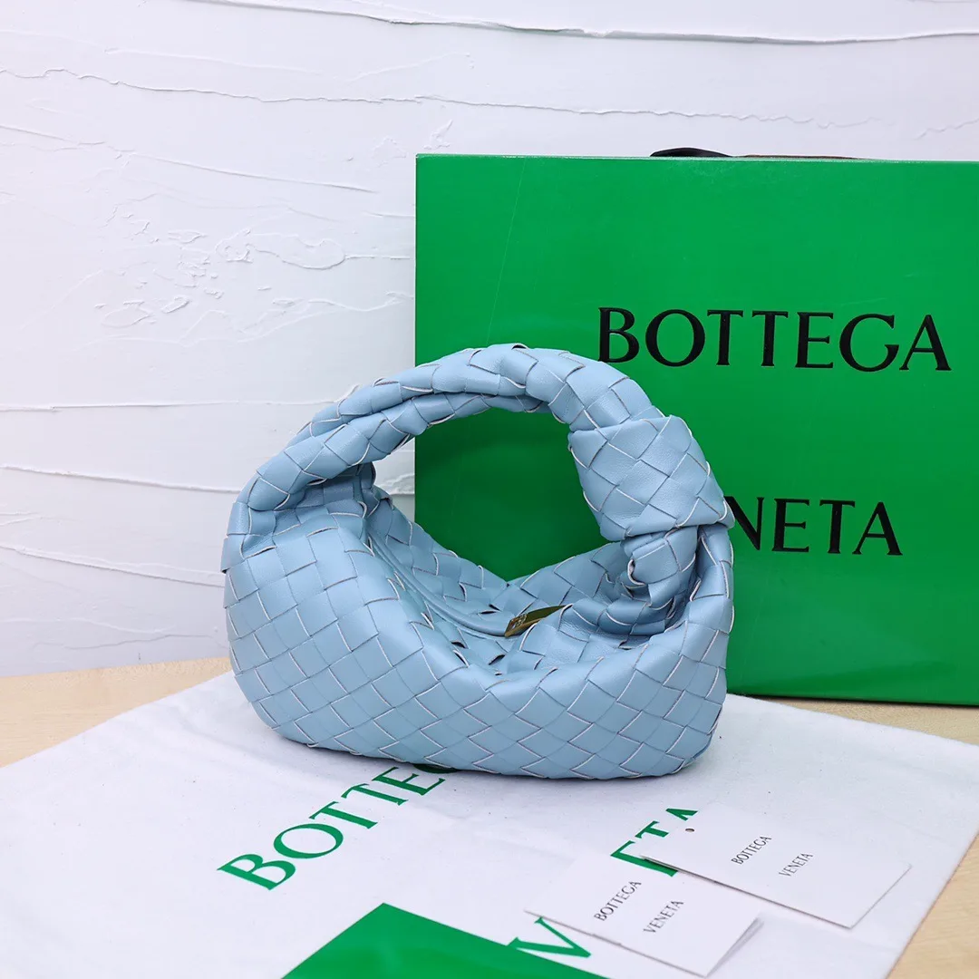 Bottega Veneta Sheepskin Woven Glossy Hobo Bag in Blue · view 3