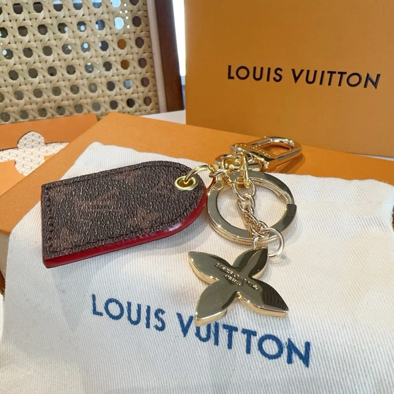 Louis Vuitton Tag and Flower Key Charm in Brown & Pink & Grey · view 6