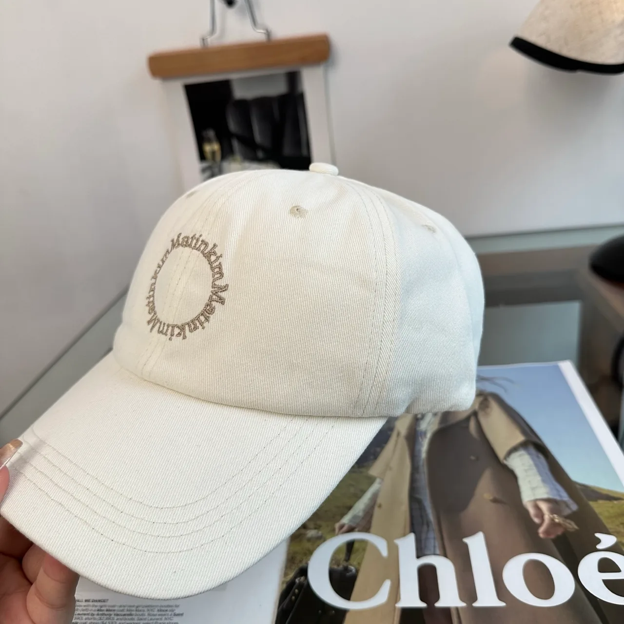 Matin Kim Cotton Embroidered Baseball Cap in White · view 7
