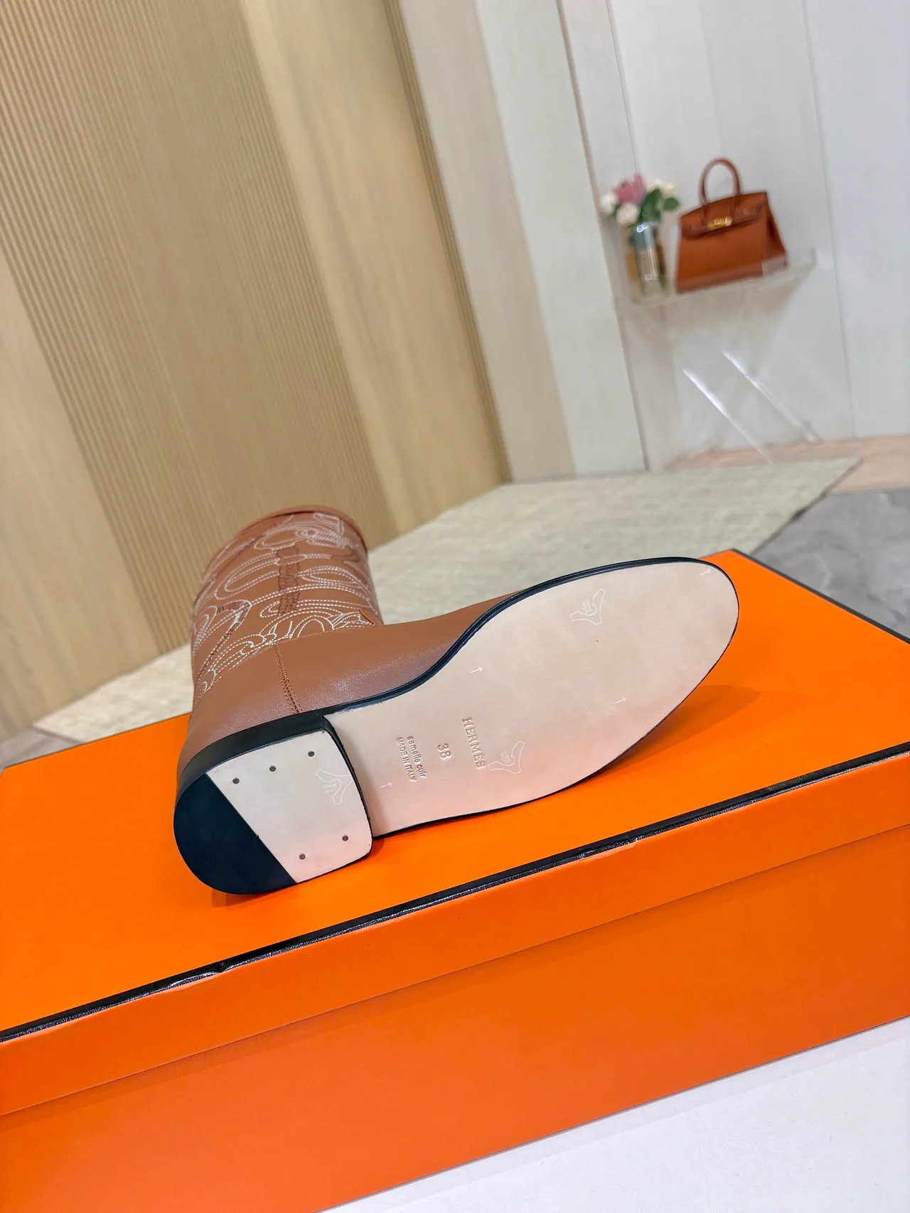 Hermes Cowhide Boots in Brown · view 7