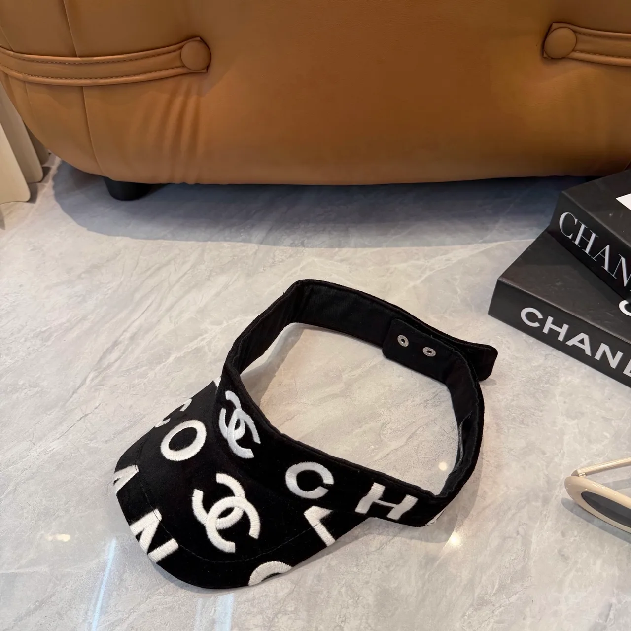 Chanel Glossy CC Sun Visor in Black · view 1