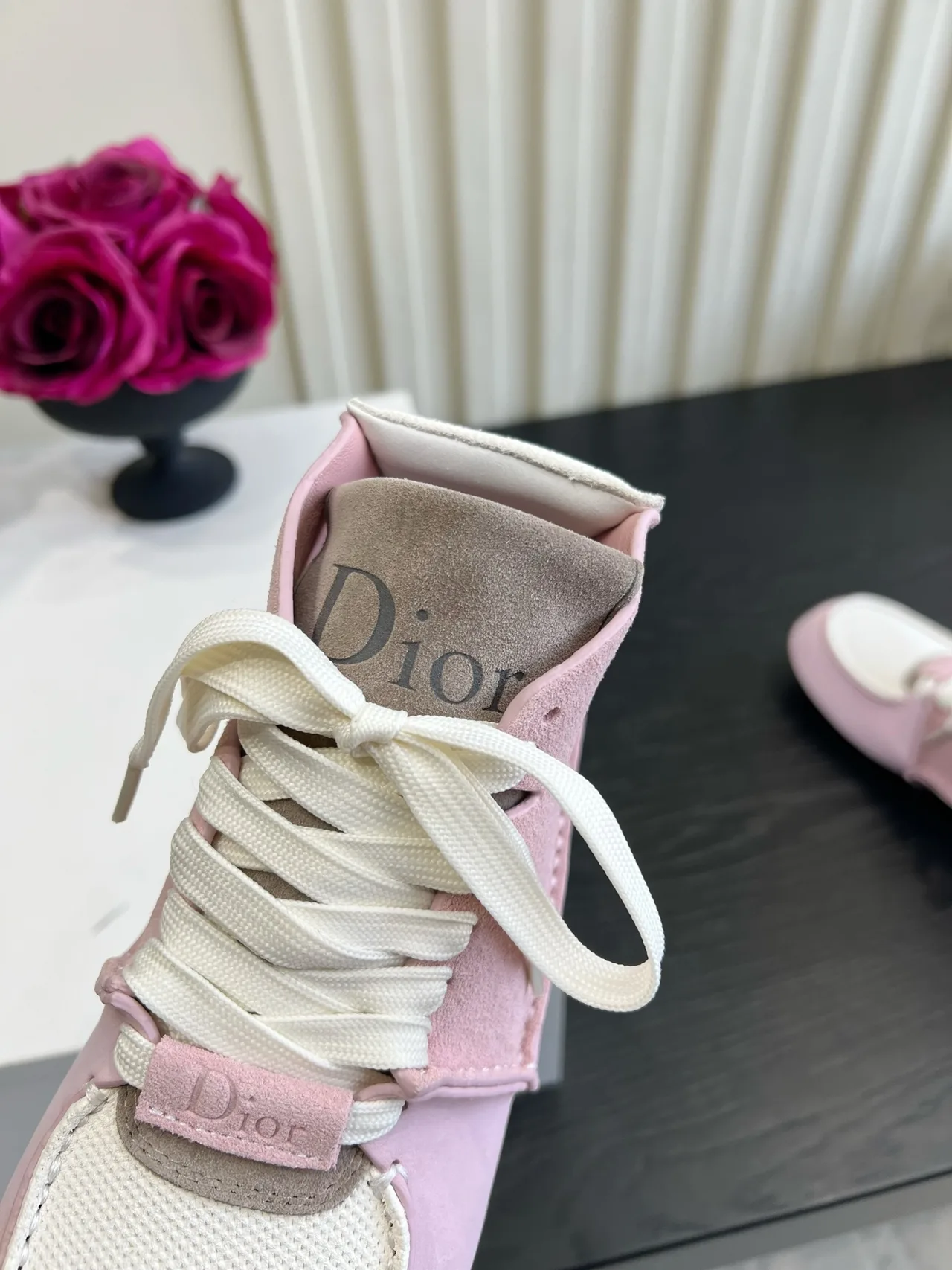 Dior Cowhide Round-Toe Sneakers in Pink · view 8