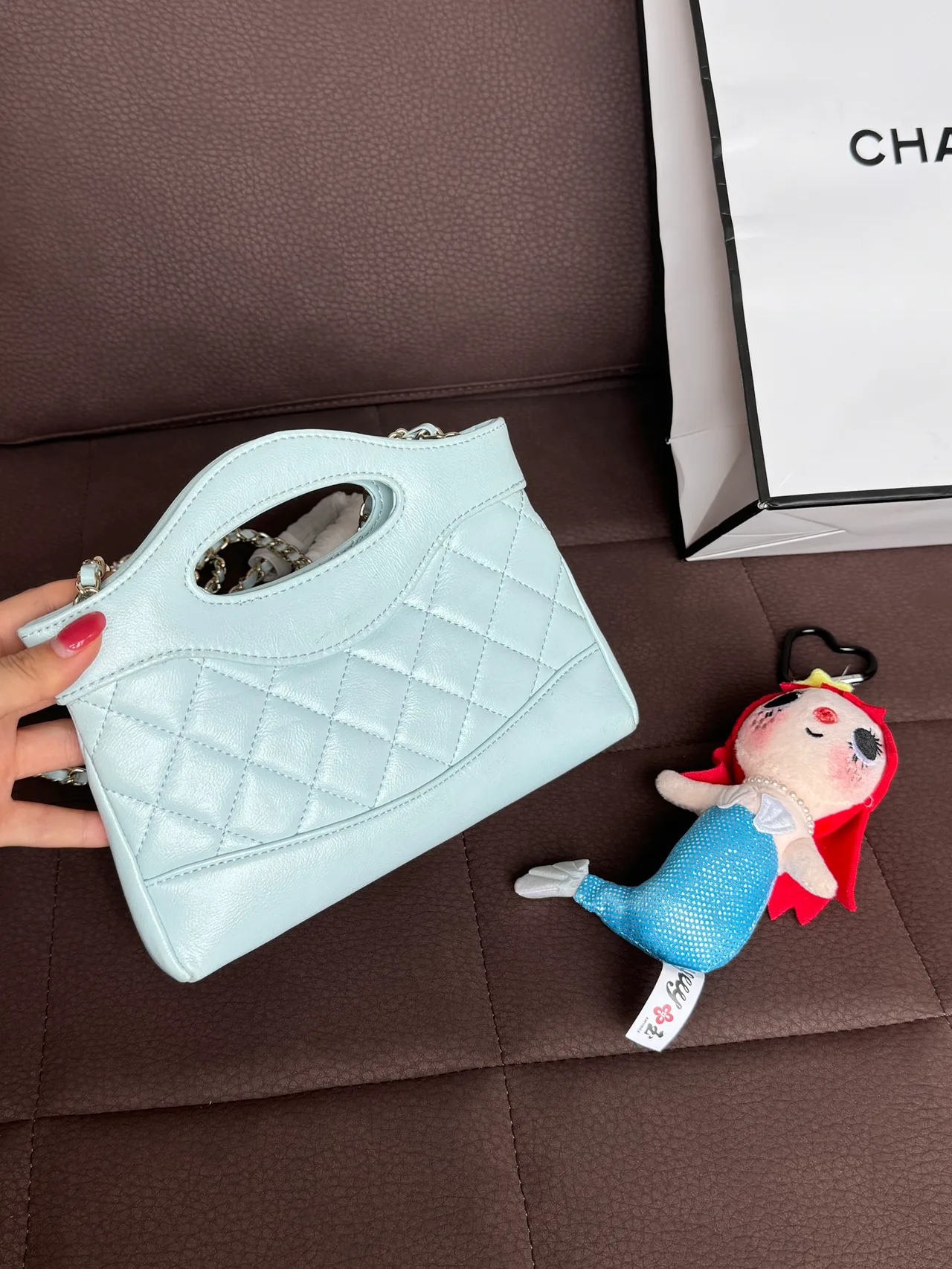 Chanel 31 Bag Nano Quilted Cutout-Handle Shoulder Bag in Blue · view 4