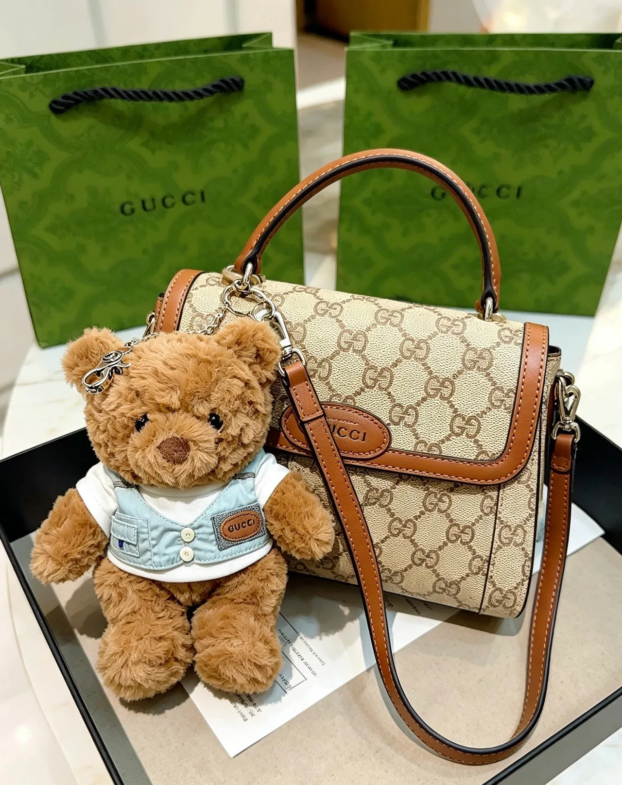 Gucci Teddy Bear Bag Charm in Brown · view 3