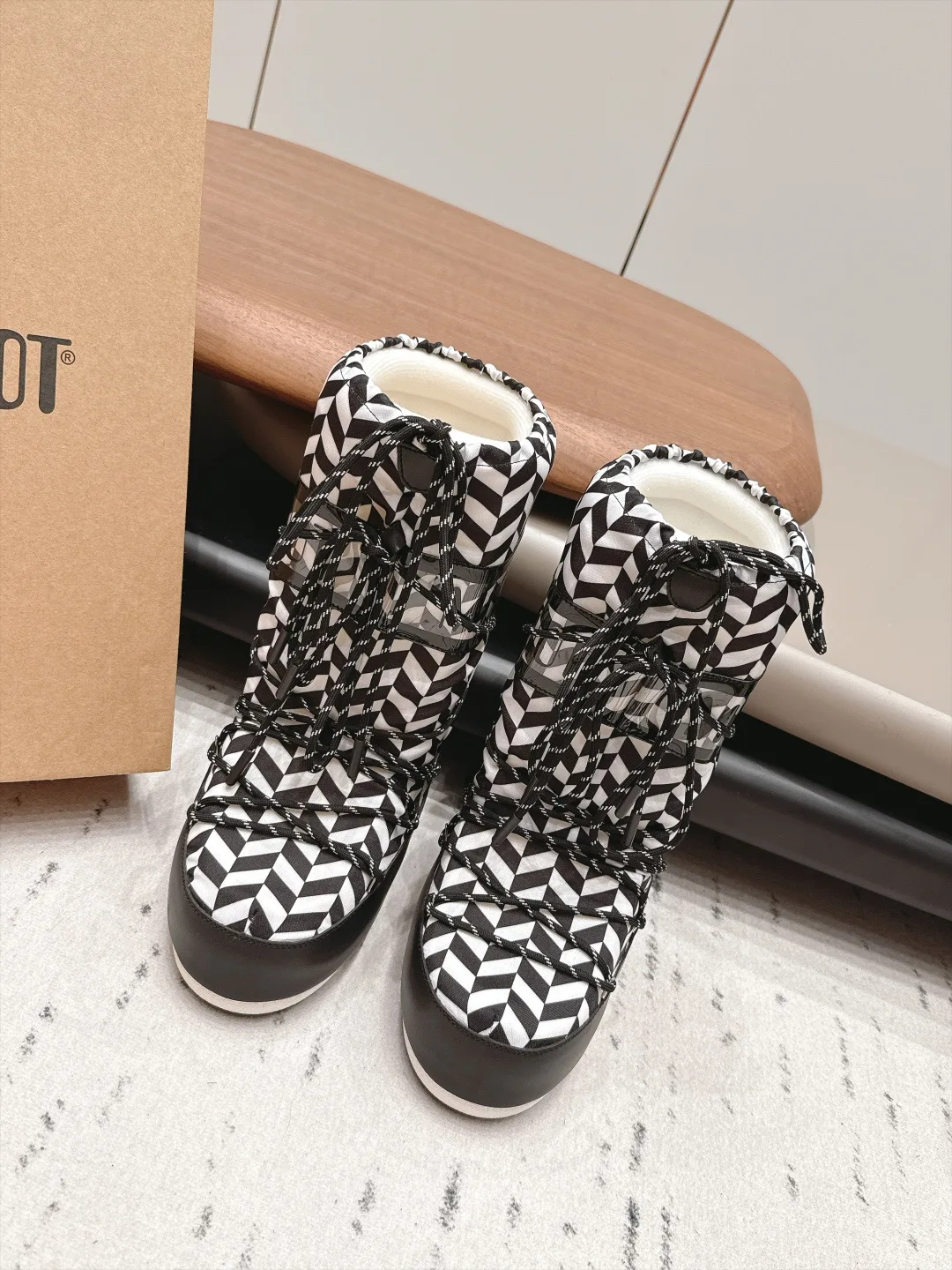Moon Boot Lace-Up Snow Boots in Black · view 1