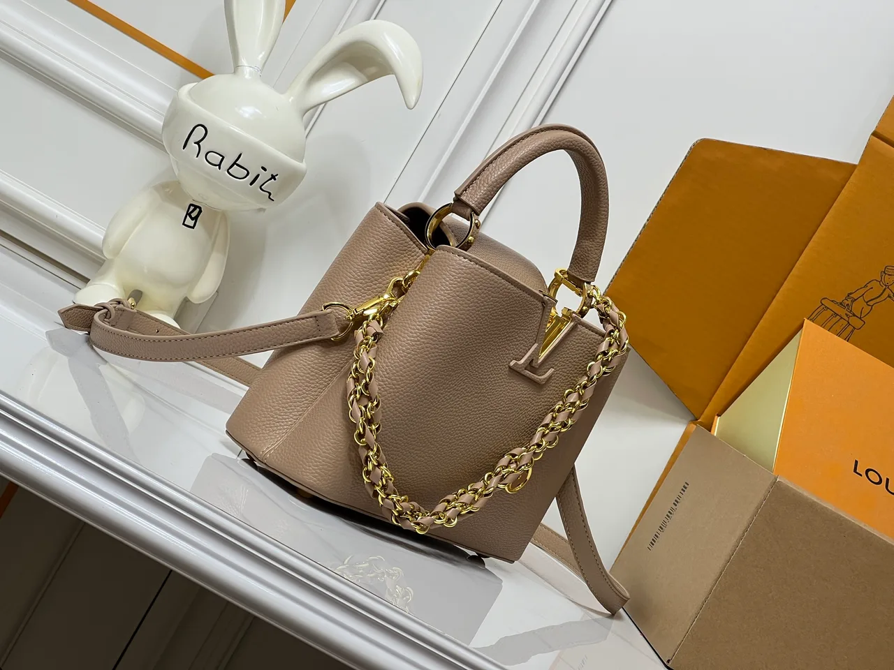 Louis Vuitton Cowhide Smooth Top-Handle Bag in Beige · view 2