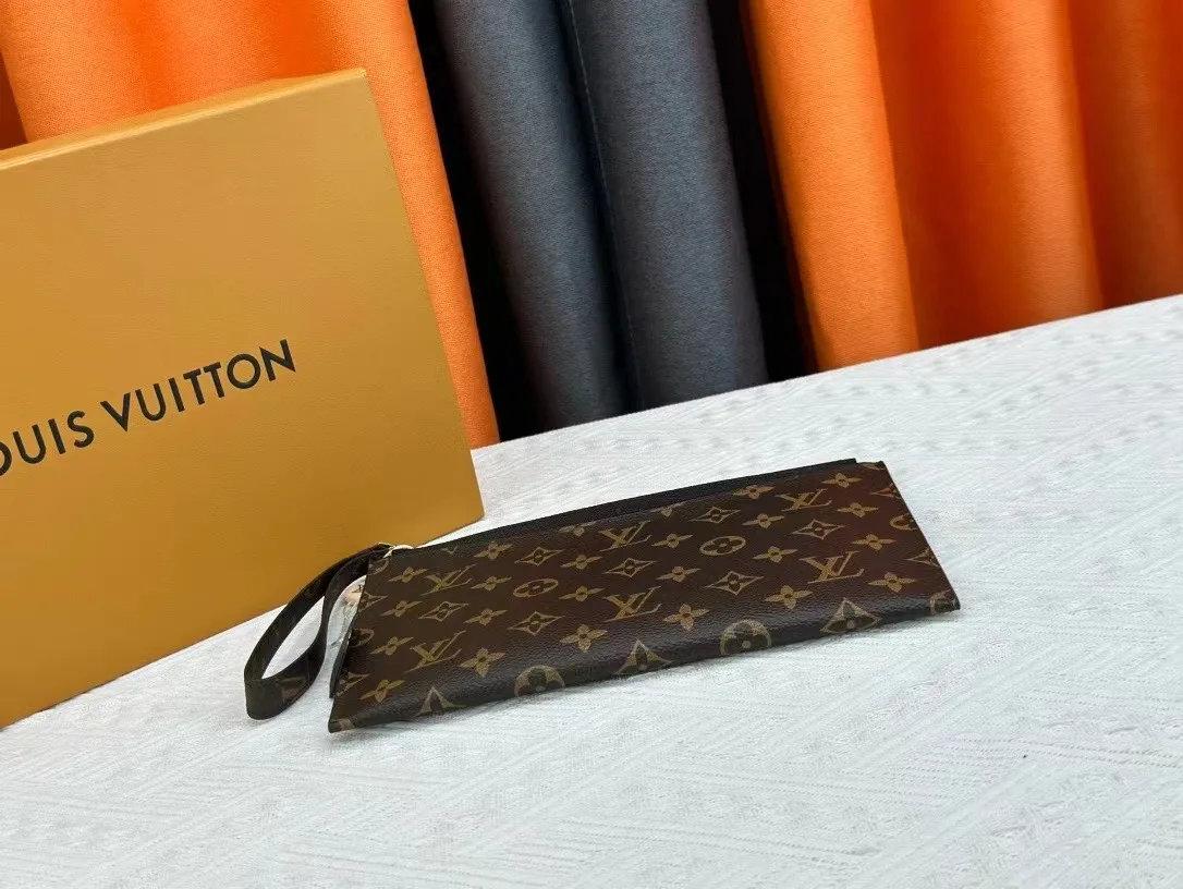 Louis Vuitton Calfskin Wristlet Pouch in Brown · view 4