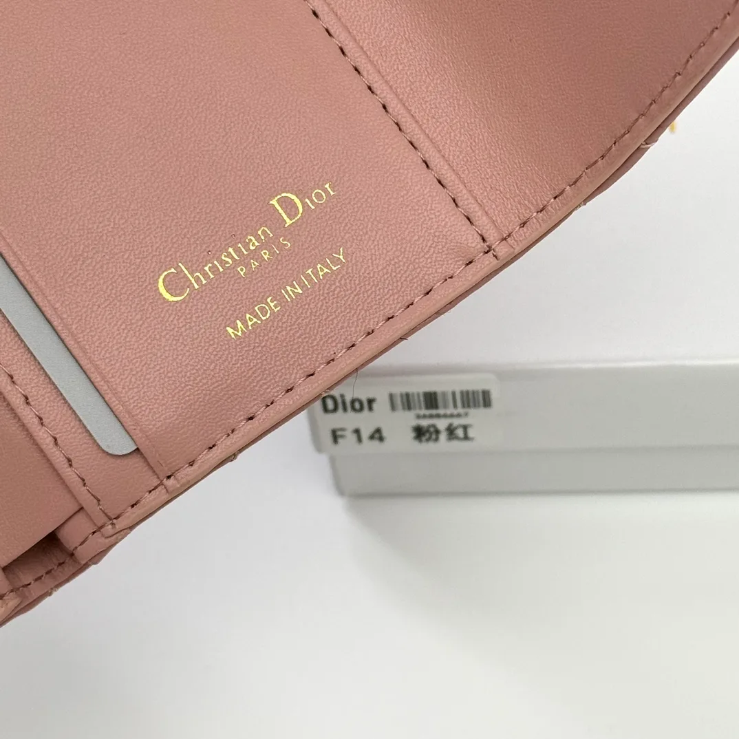 Dior Sheepskin Quilted Wallet in Pink · view 7