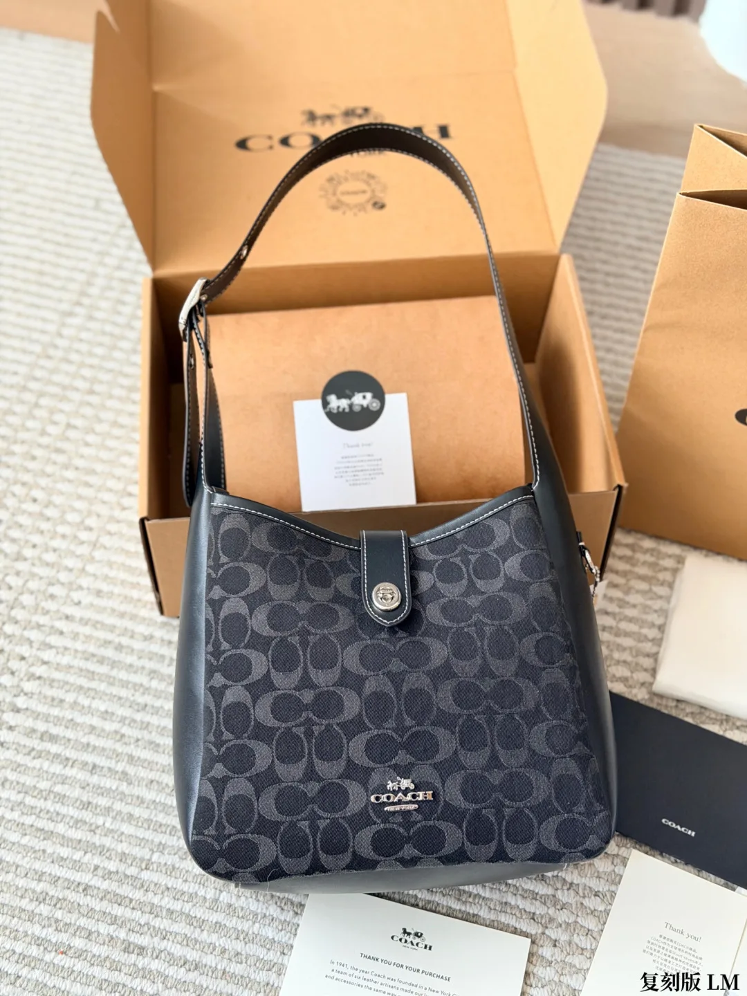 Coach Hadley Shoulder Bag in Black & Blue · view 3
