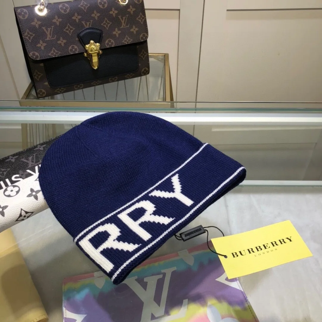 Burberry Lettered Beanie in Blue & Pink & Brown & Grey & Black · view 6