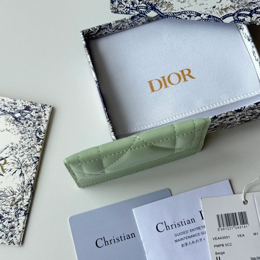 Dior Lambskin Quilted Cardholder in Green · view 8