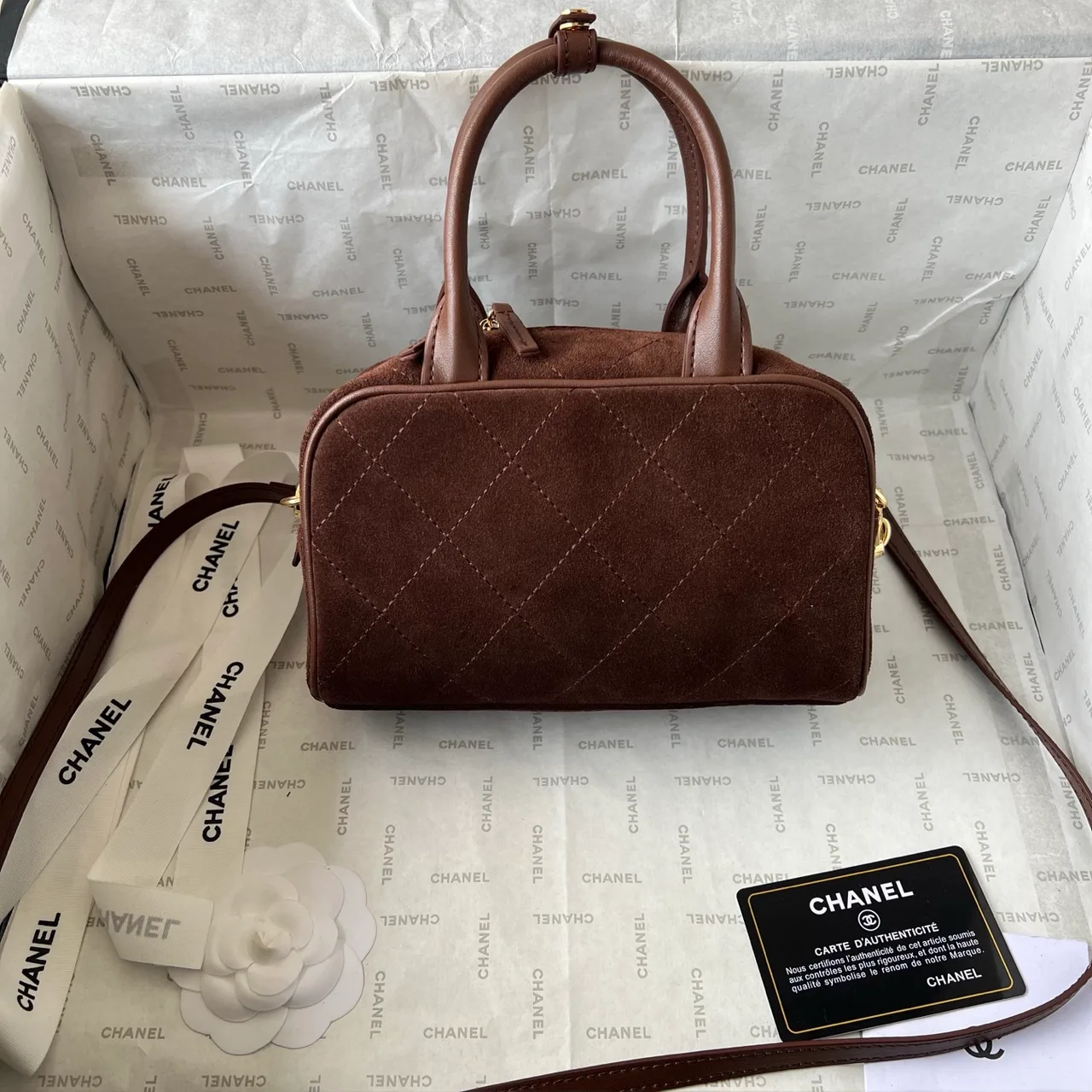 Chanel Quilted Handbag in Brown · view 5