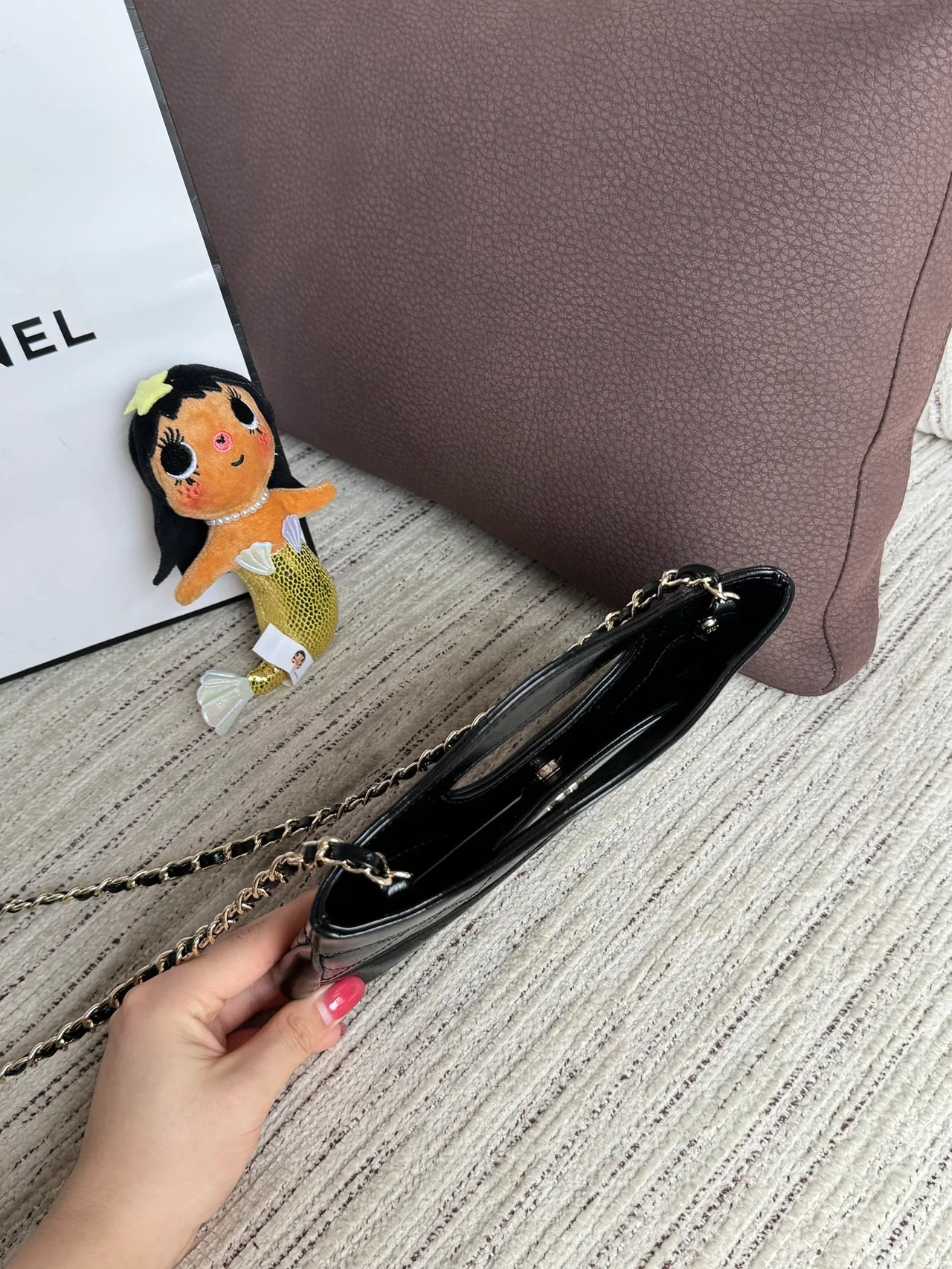 Chanel Quilted Top-Handle Mini Bag in Black · view 7