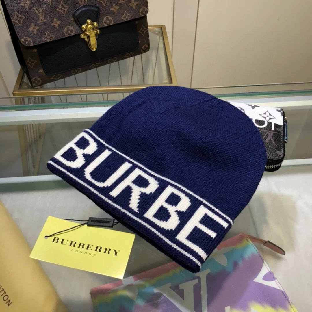Burberry Lettered Beanie in Blue & Pink & Brown & Grey & Black · view 5