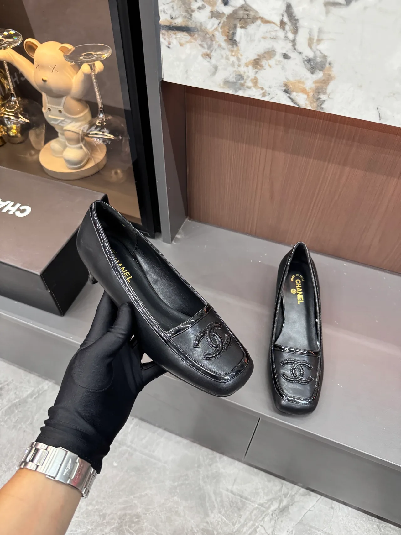 Chanel Cowhide Round-Toe Loafers in Black · view 6
