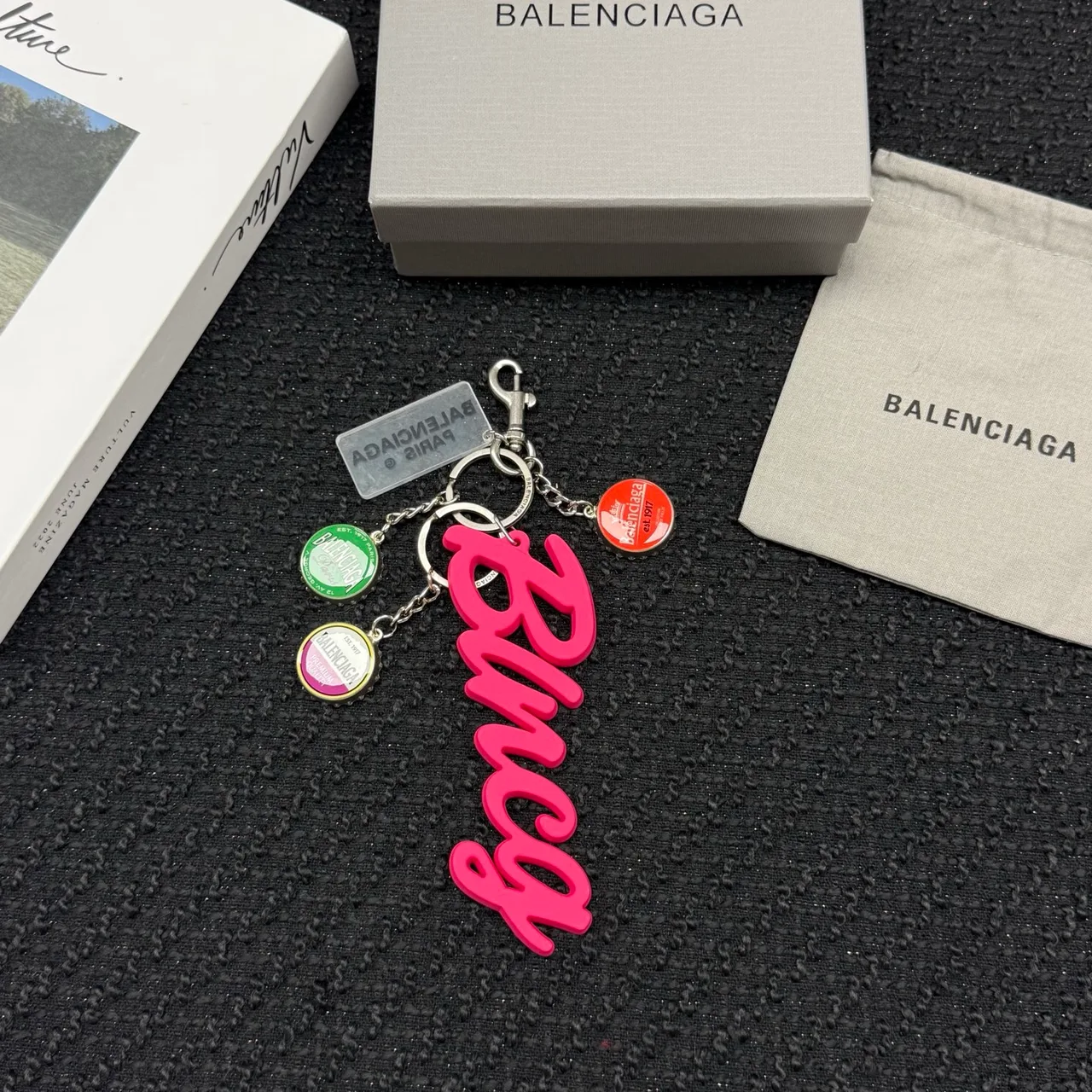 Balenciaga Bag Charm Assembly in Silver & Pink & White & Green · view 2
