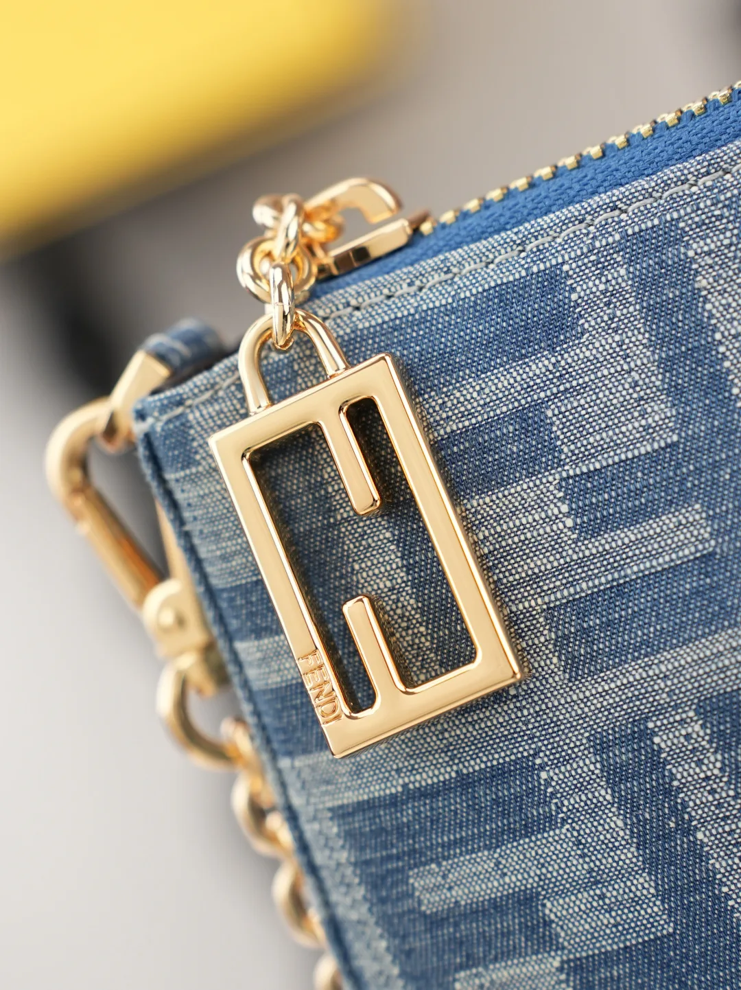 Fendi Baguette Denim Clutch in Blue · view 5
