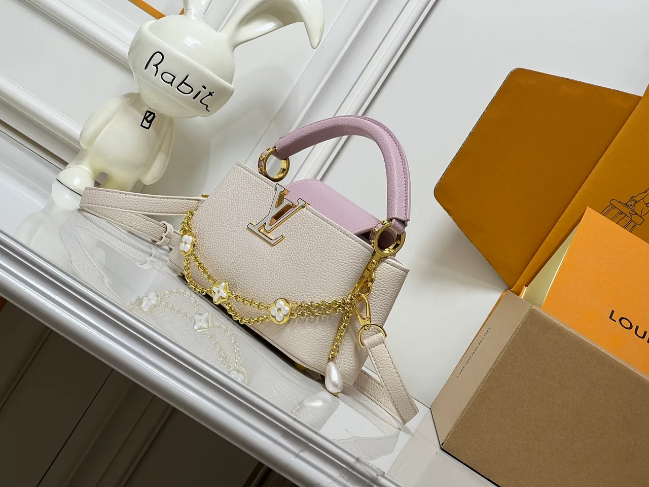 Louis Vuitton Cowhide Top-Handle Bag in White · view 3