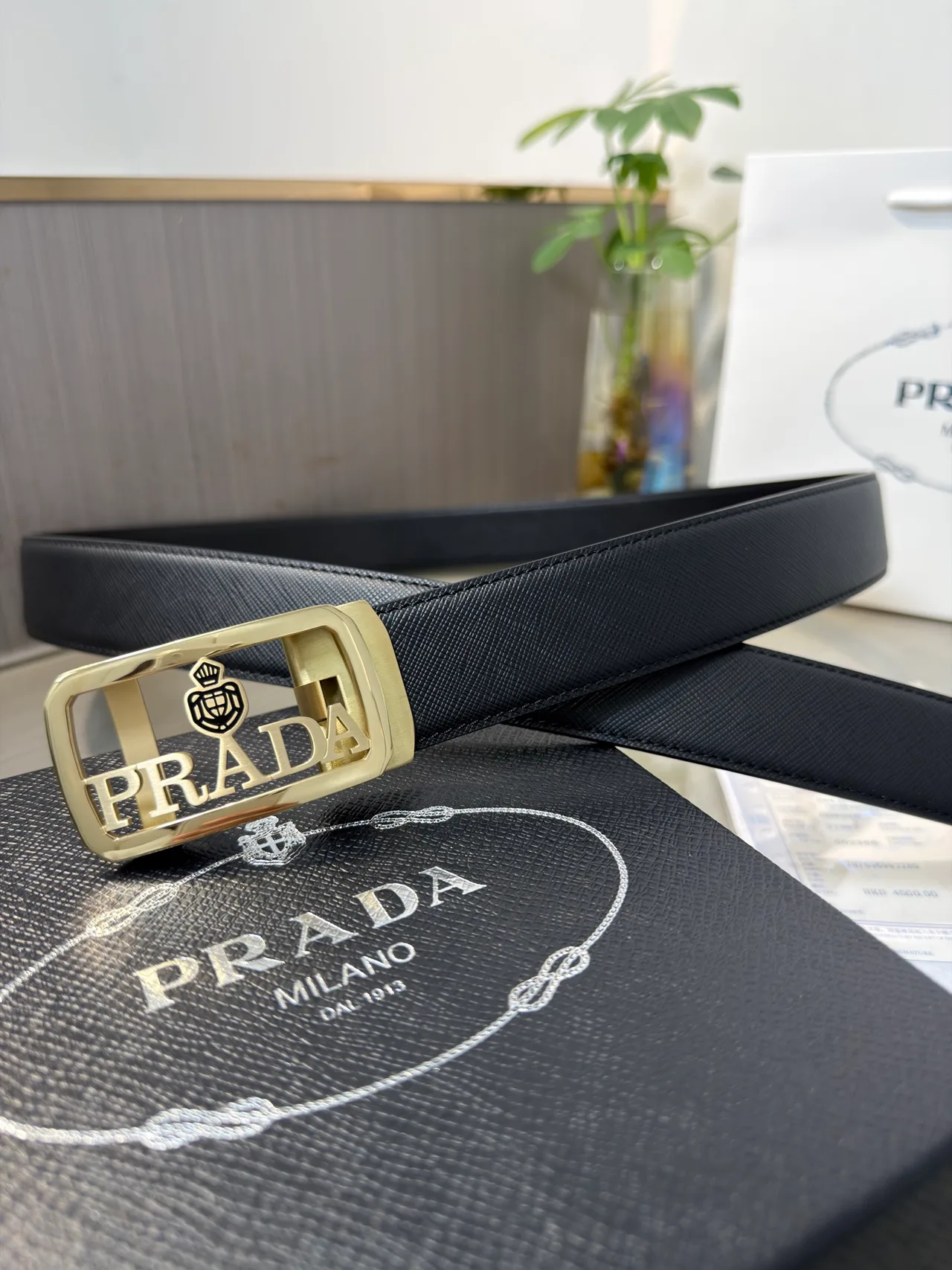 Prada Calfskin Belt in Black · view 3