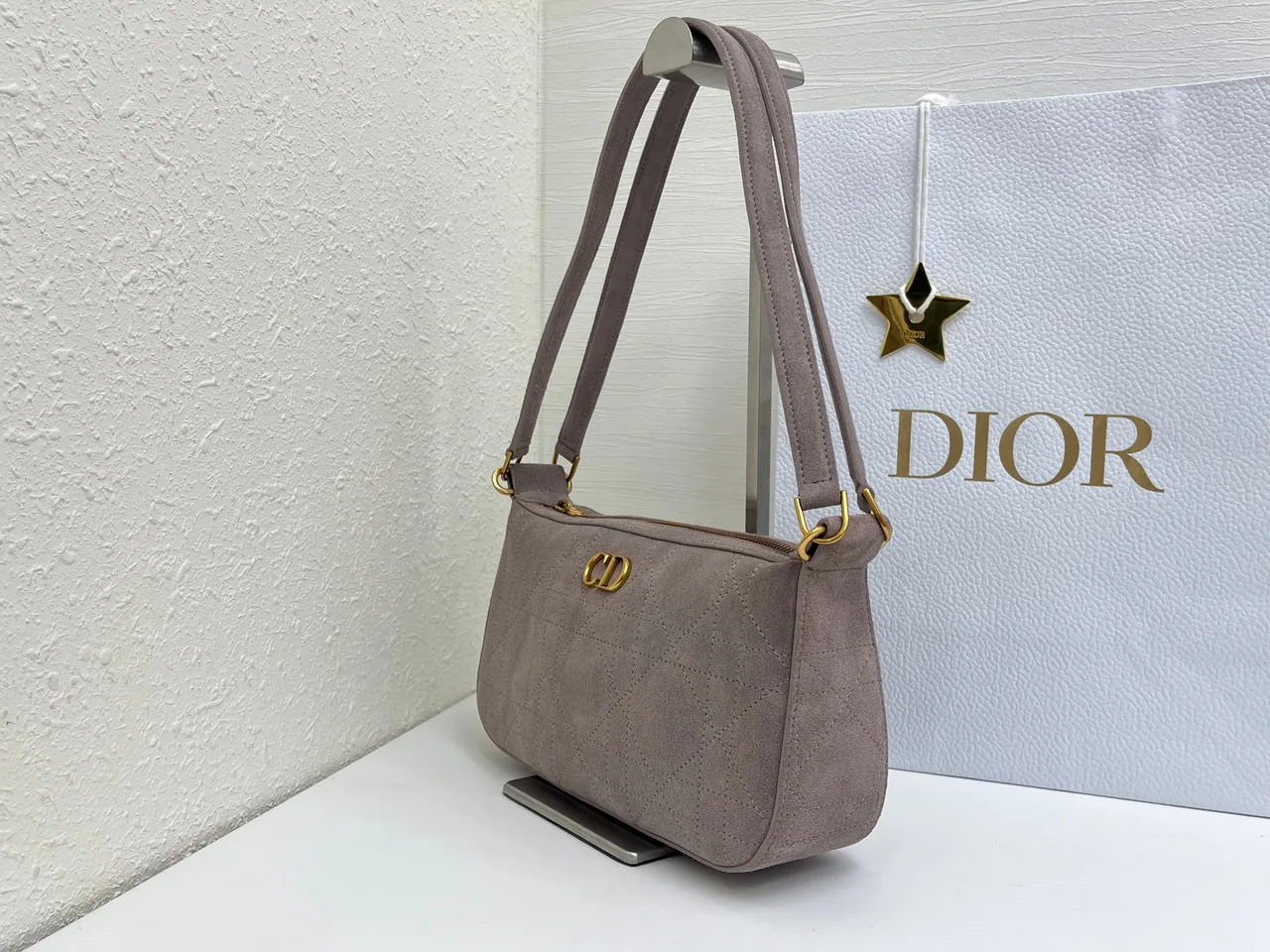 Dior Quilted Hobo Bag in Grey · view 3