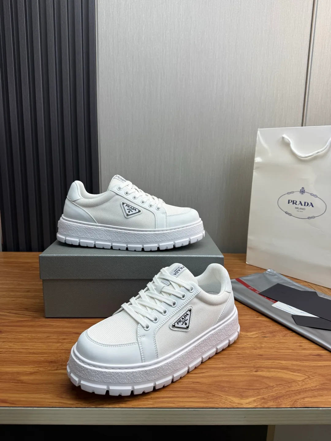 Prada Cowhide Sneakers in White · view 4