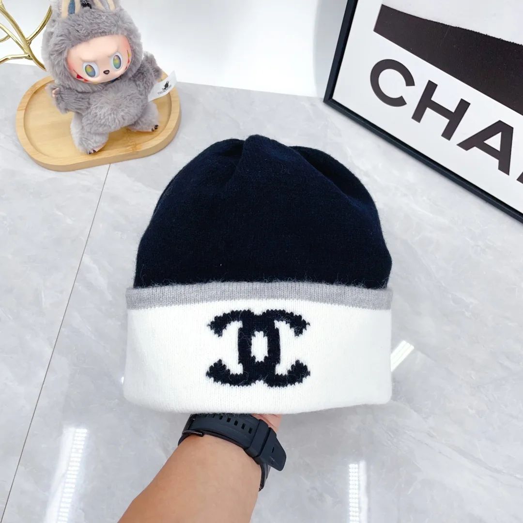 Chanel Striped Beanie in Black · view 5