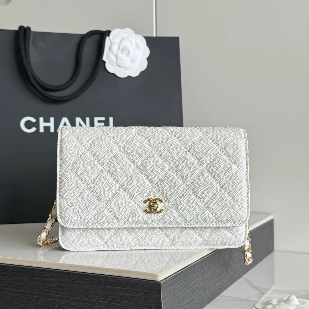 Chanel Calfskin Quilted Clutch in White · view 2