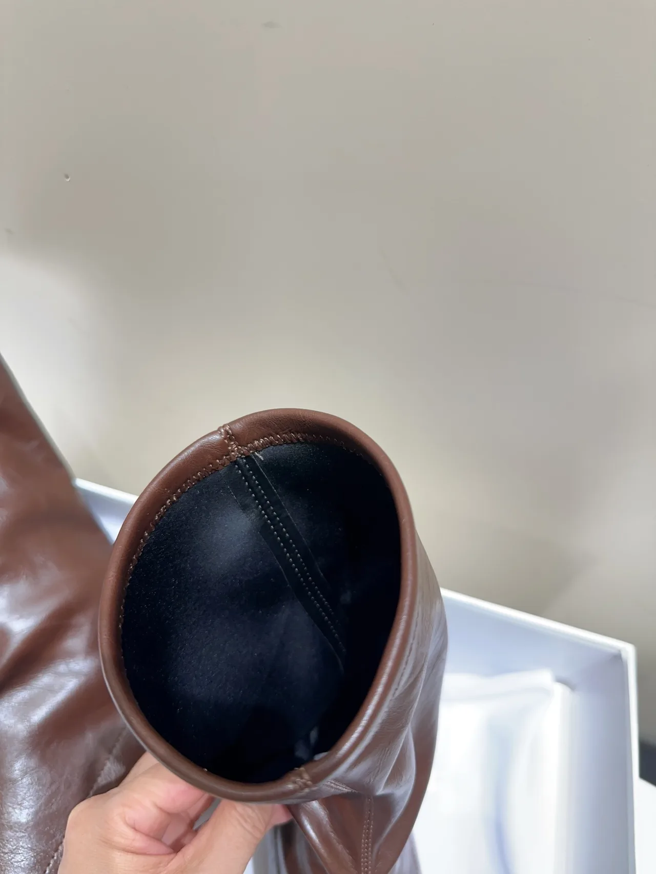 The Row Cowhide Sheepskin Glossy Round-Toe Square-Toe Ankle Boots in Brown · view 8