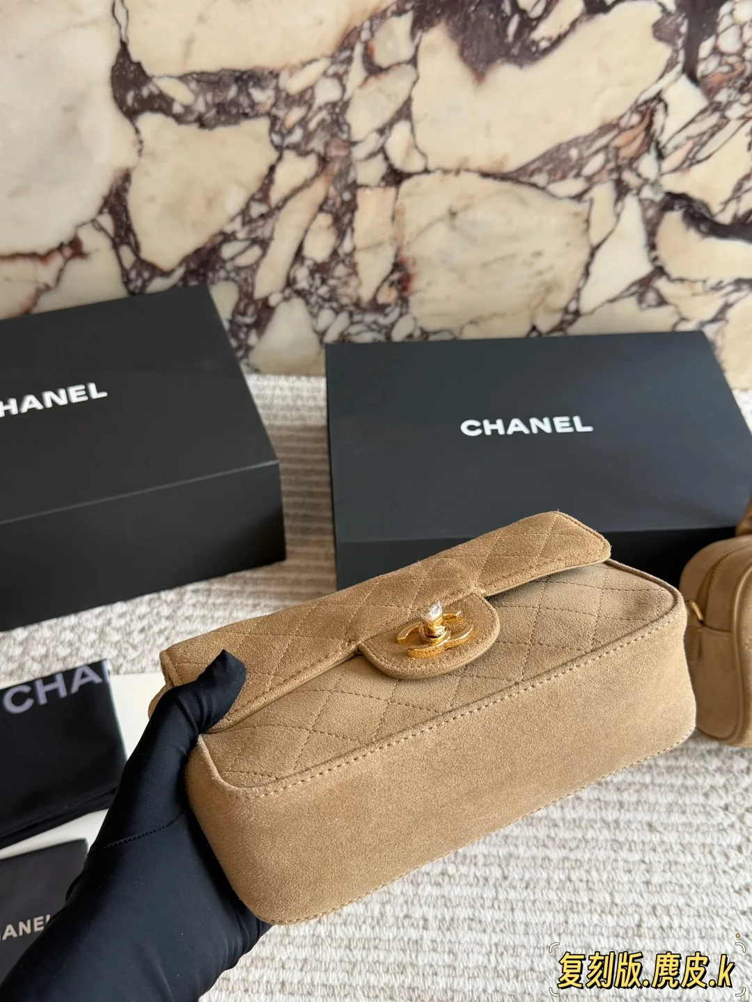 Chanel Quilted Clutch in Beige · view 4