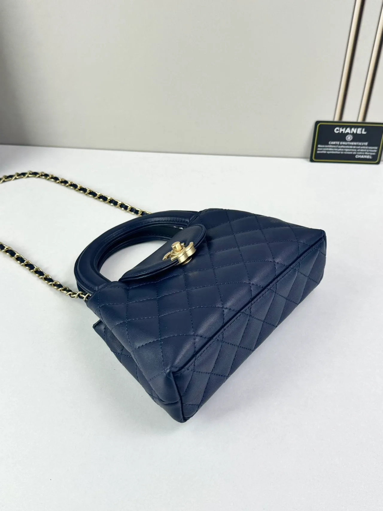 Chanel Quilted Top-Handle Bag in Blue · view 4