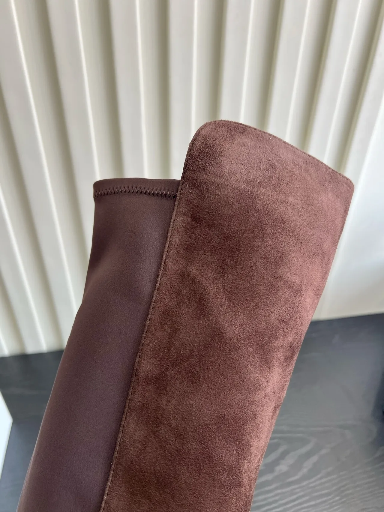 Stuart Weitzman Sheepskin Suede-Look Knee-High Boots in Brown · view 8
