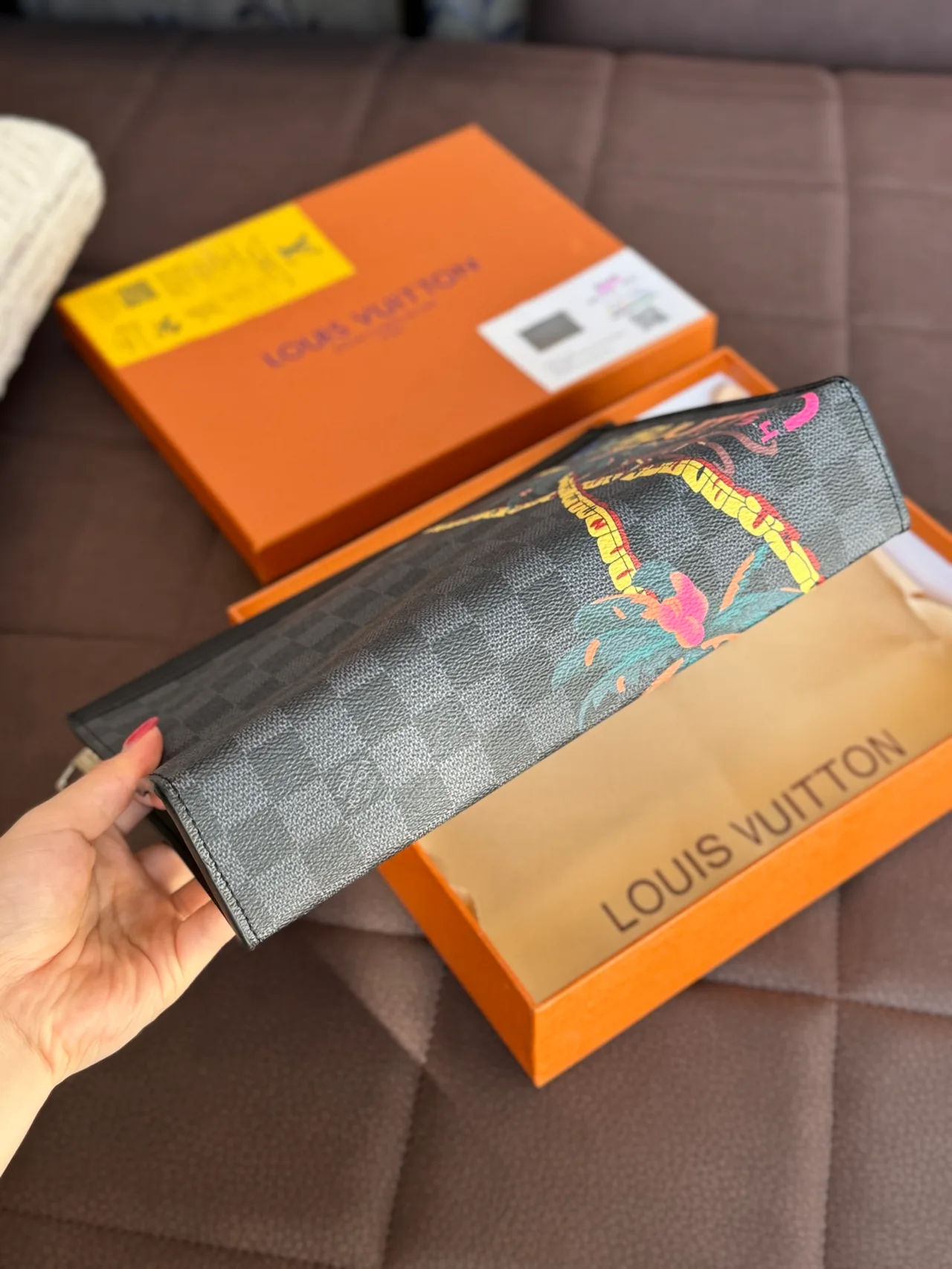 Louis Vuitton Smooth Zip Clutch in Grey · view 7