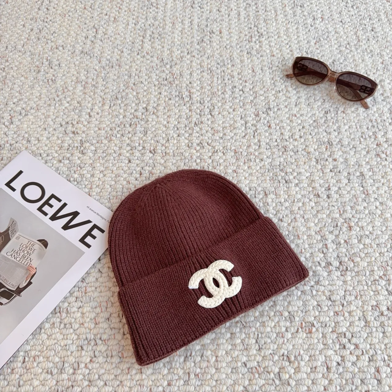 Chanel Beanie in Burgundy · view 7