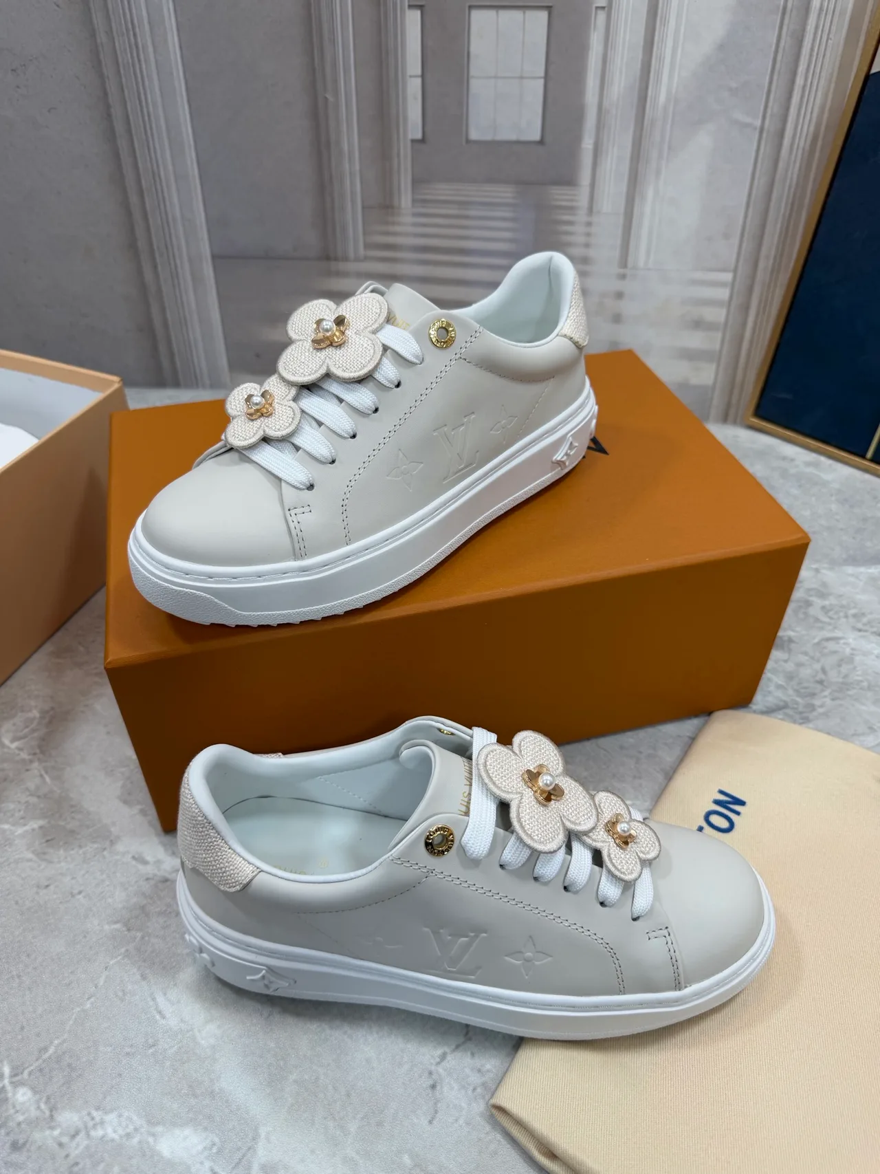 Louis Vuitton Smooth Sneakers in Grey · view 3