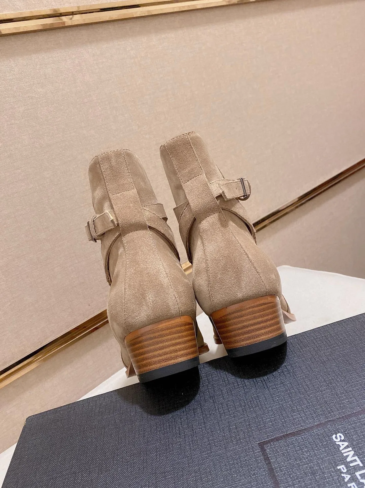 Saint Laurent Cowhide Boots in Beige · view 6