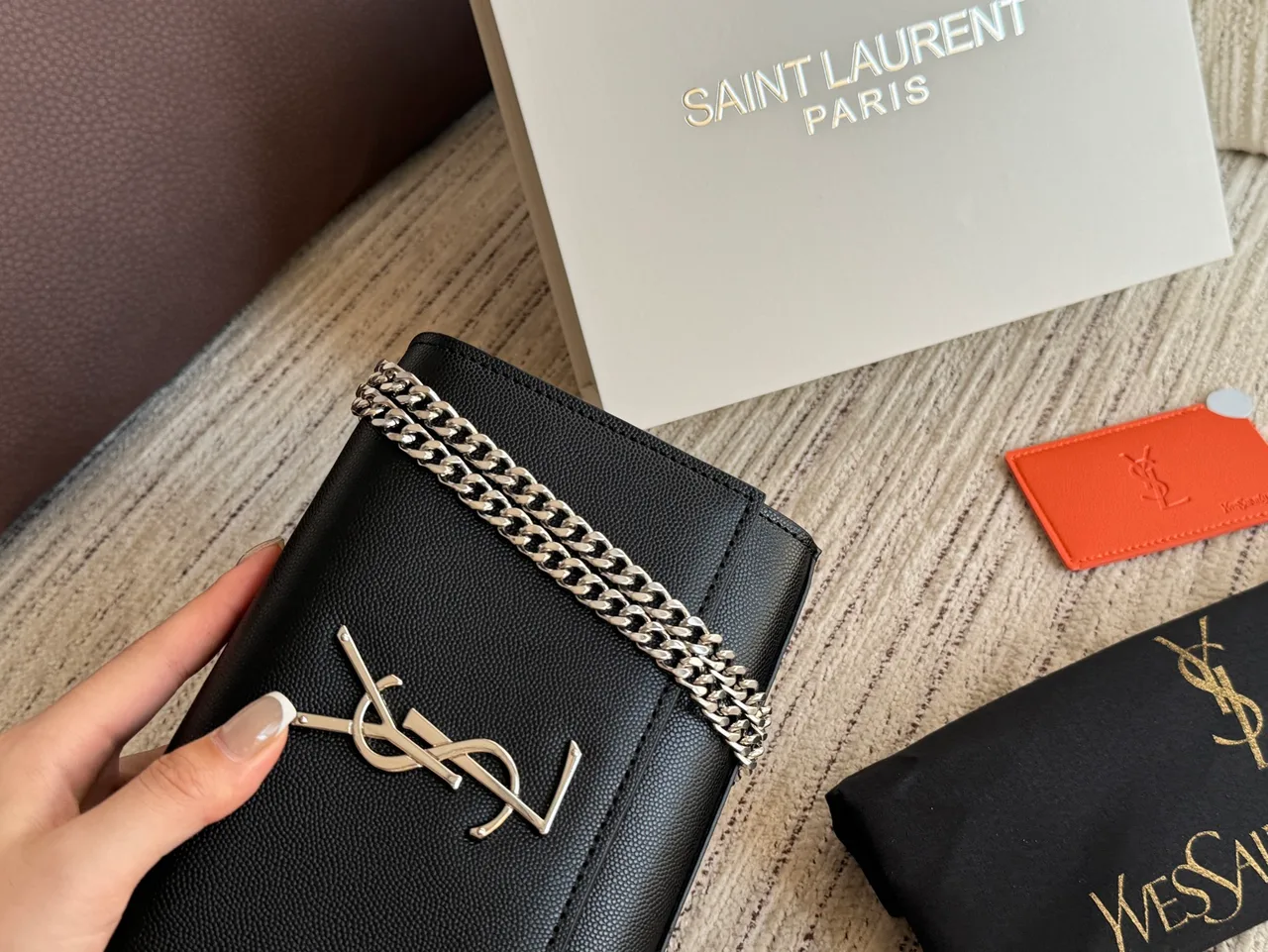 Saint Laurent Kate Chain-Strap Shoulder Bag in Black · view 3