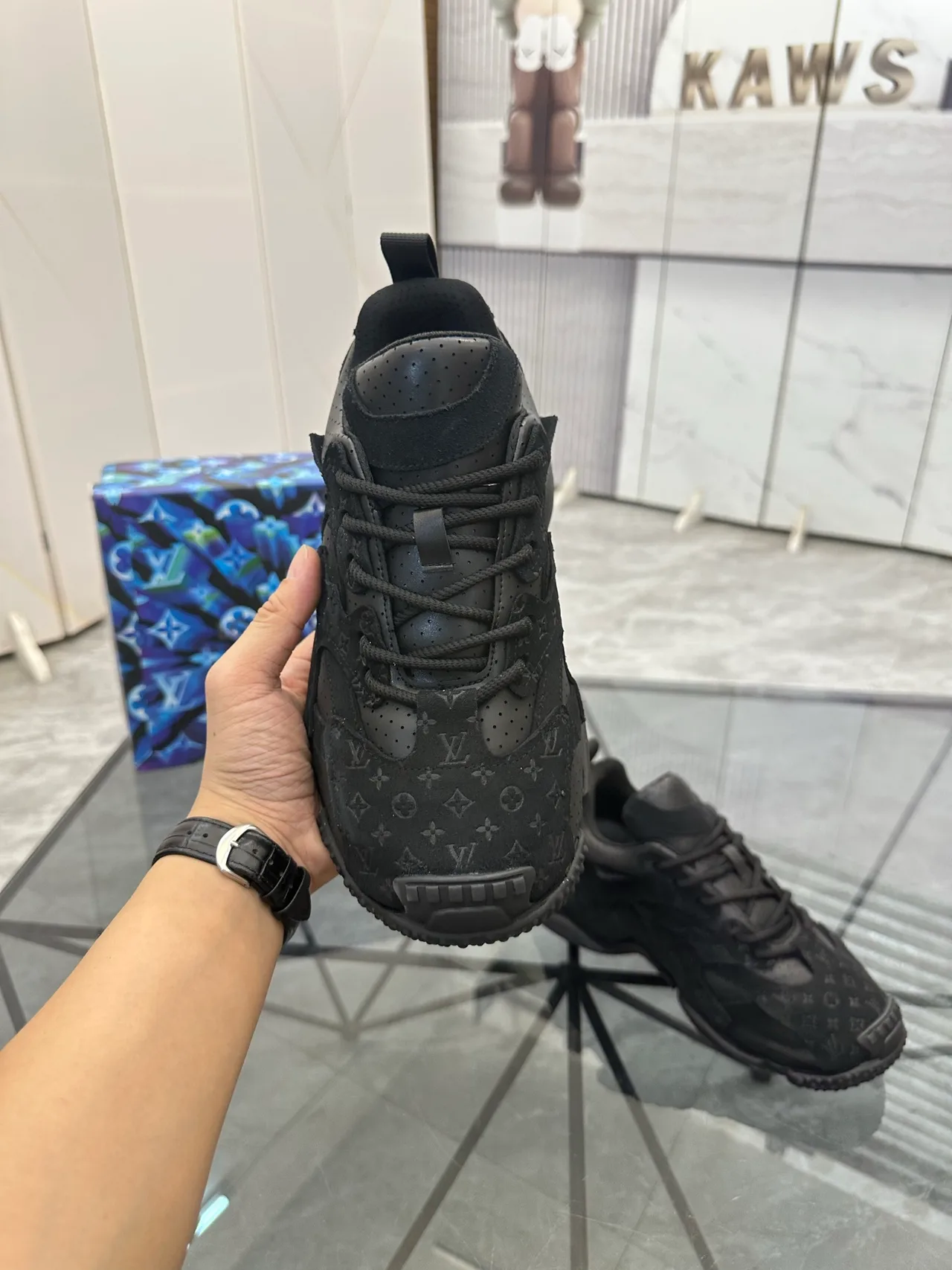 Louis Vuitton Cowhide Sneakers in Black · view 5