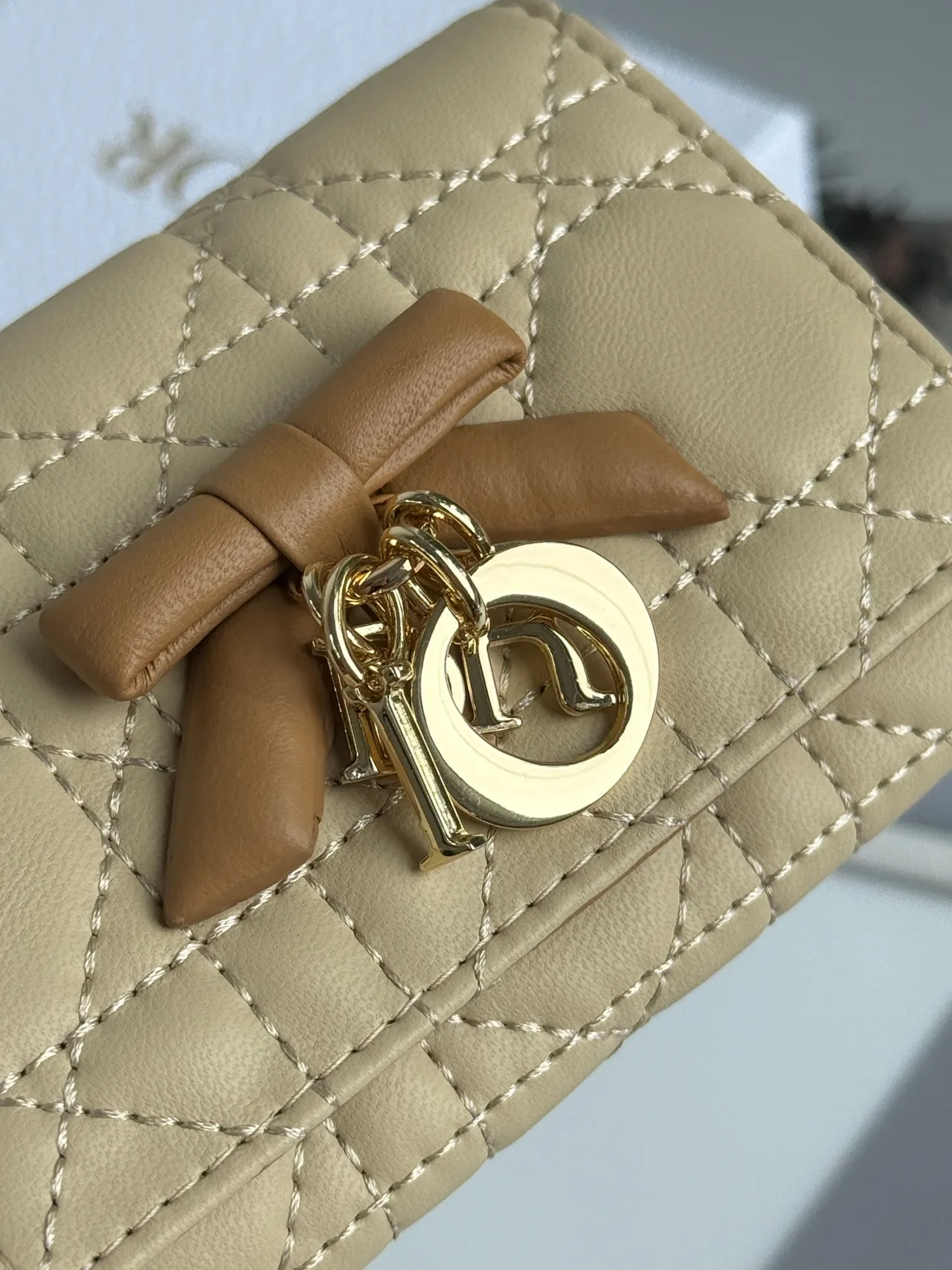 Dior Calfskin Quilted Wallet in Beige · view 4